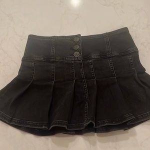 BDG black denim ruffled mini skirt